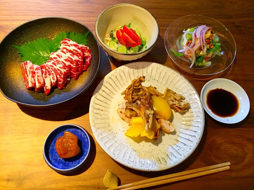 頂き物の馬刺し定食|こんぶさん