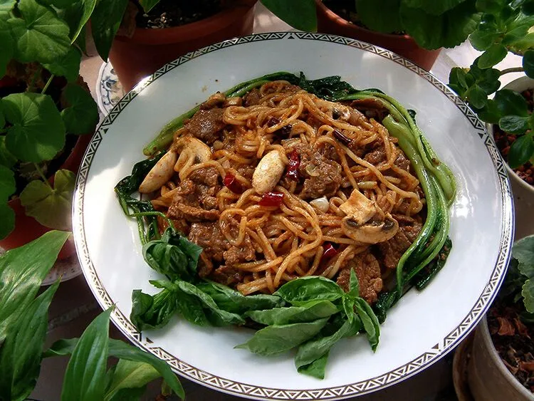 Snapdishの料理写真:沙茶牛肉面。。。beef fried noodle|steven z.y.さん