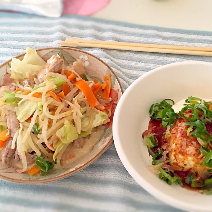 野菜炒め、冷奴|えりりんさん