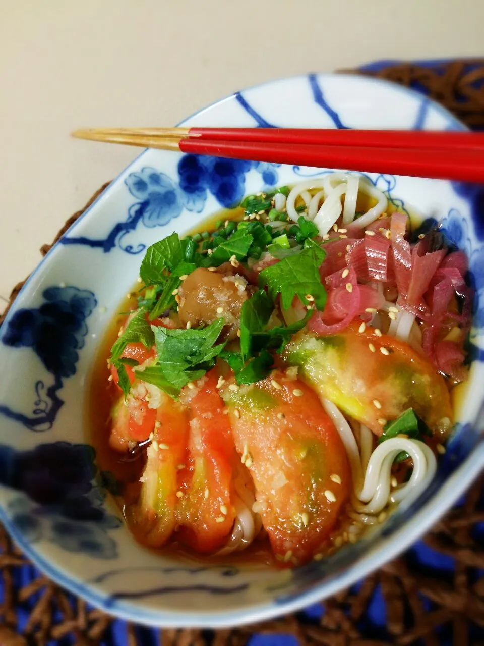 Norikoさんの簡単美味！冷凍🍅で冷た〜いトマトぶっかけ稲庭饂飩➰❤おいしかったョ～😋|☆Yumi☆さん