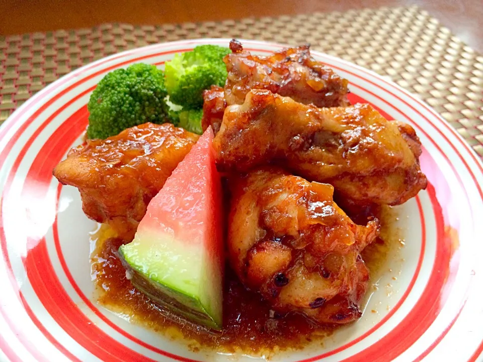 Watermelon BBQ sauce chicken🍉西瓜BBQｿｰｽﾁｷﾝ|🌈Ami🍻さん