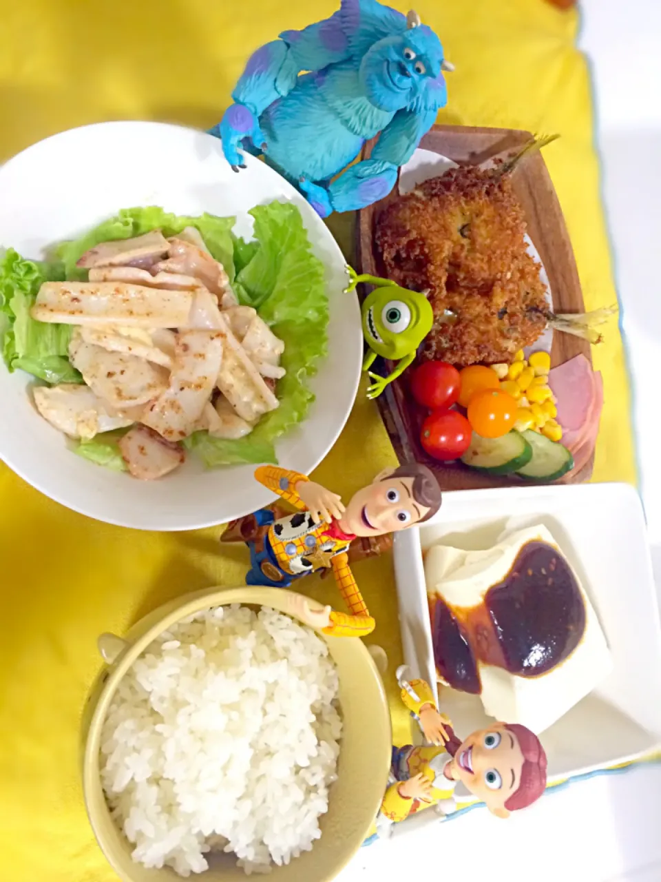 今日の晩ご飯                                                アジフライ    サラダ                                       豆腐の味噌田楽                                        イカのマヨ炒め|おくるまさん