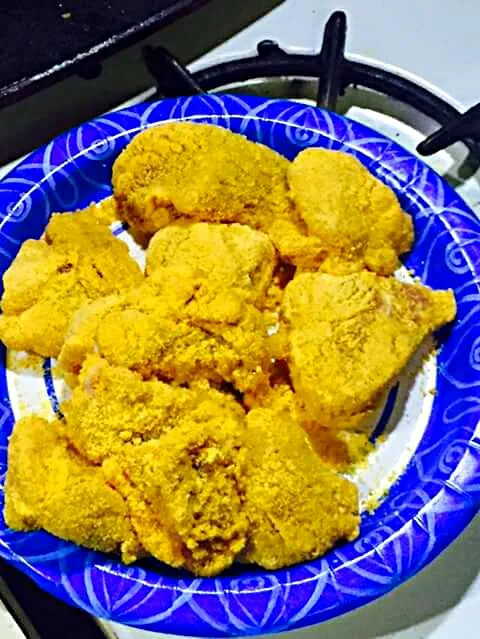 Snapdishの料理写真:Fried Turtle  Meat Cooked in Corn.Meal and Vegetable Oil|Sheila Harrisさん