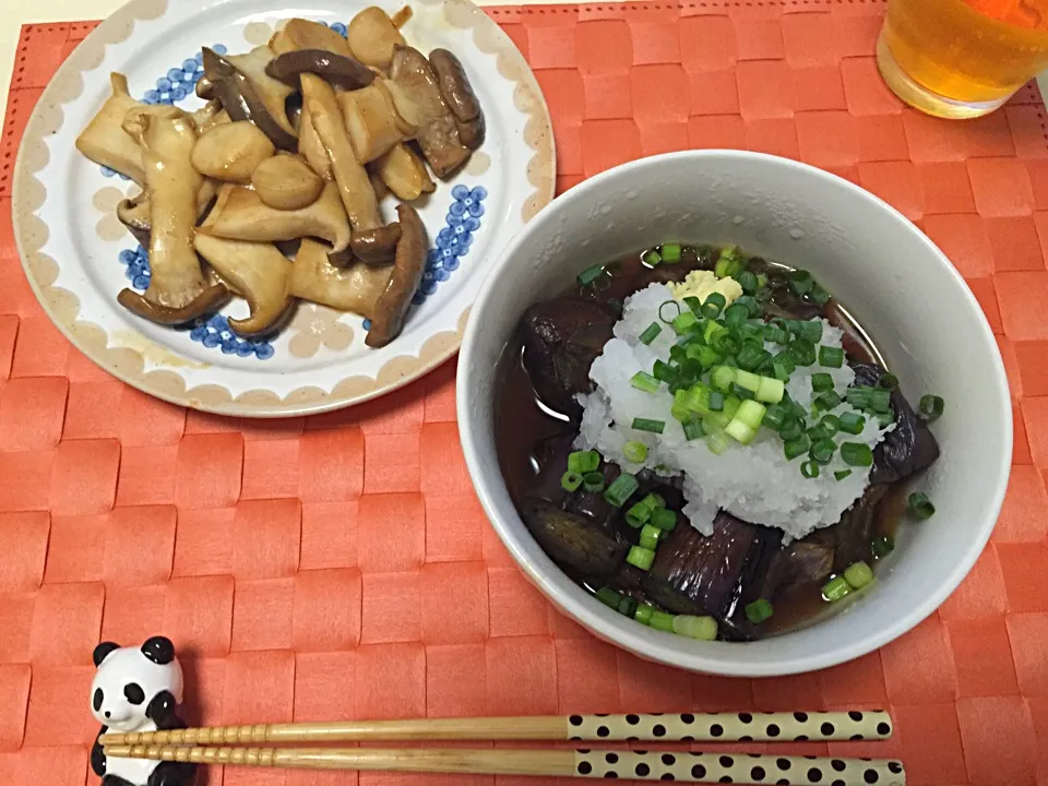 なすの揚げ浸し、エリンギバタポン|きっちんさん