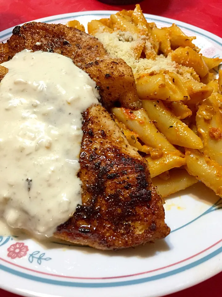 Blackened Chicken Breast with Remoulade and Penne Palomino|Chef Ampさん