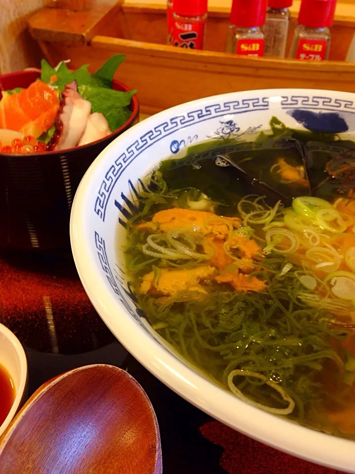 ウニラーメンと海鮮丼|しろさん