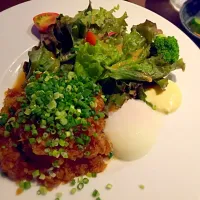 かえももさんとびいのランチ❤︎❤︎鬼おろしハンバーグ温玉のせ