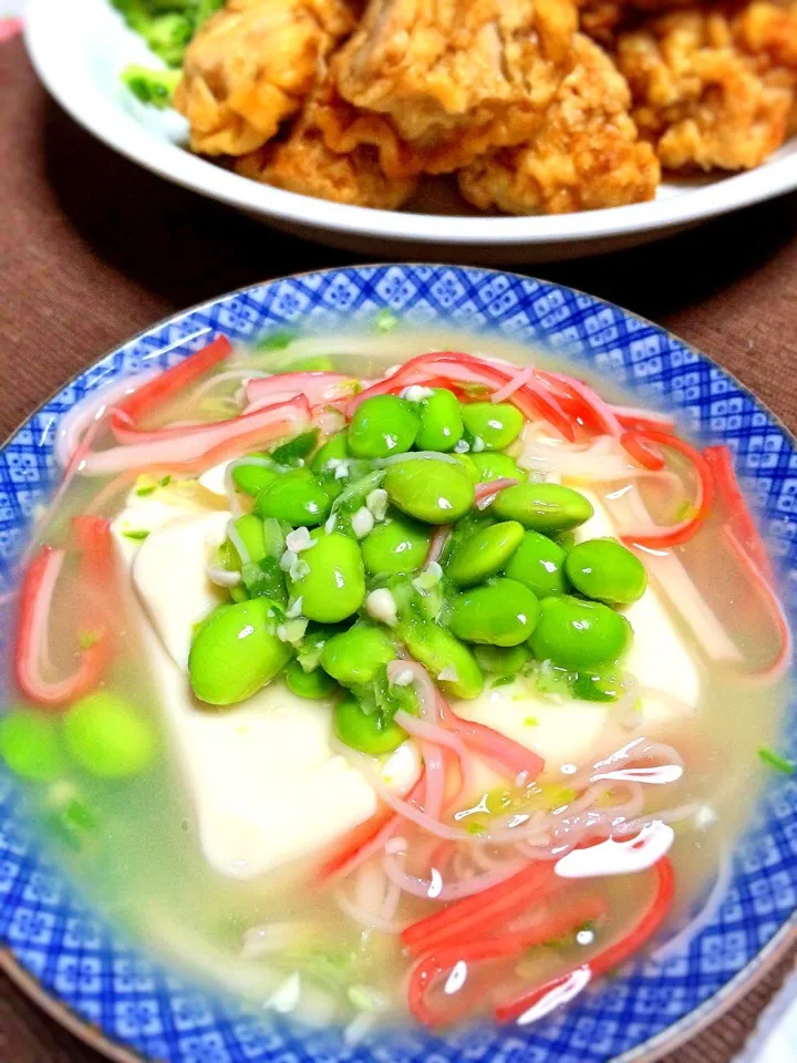 Snapdishの料理写真:豆腐あんかけ with 枝豆|縄文柴犬さん