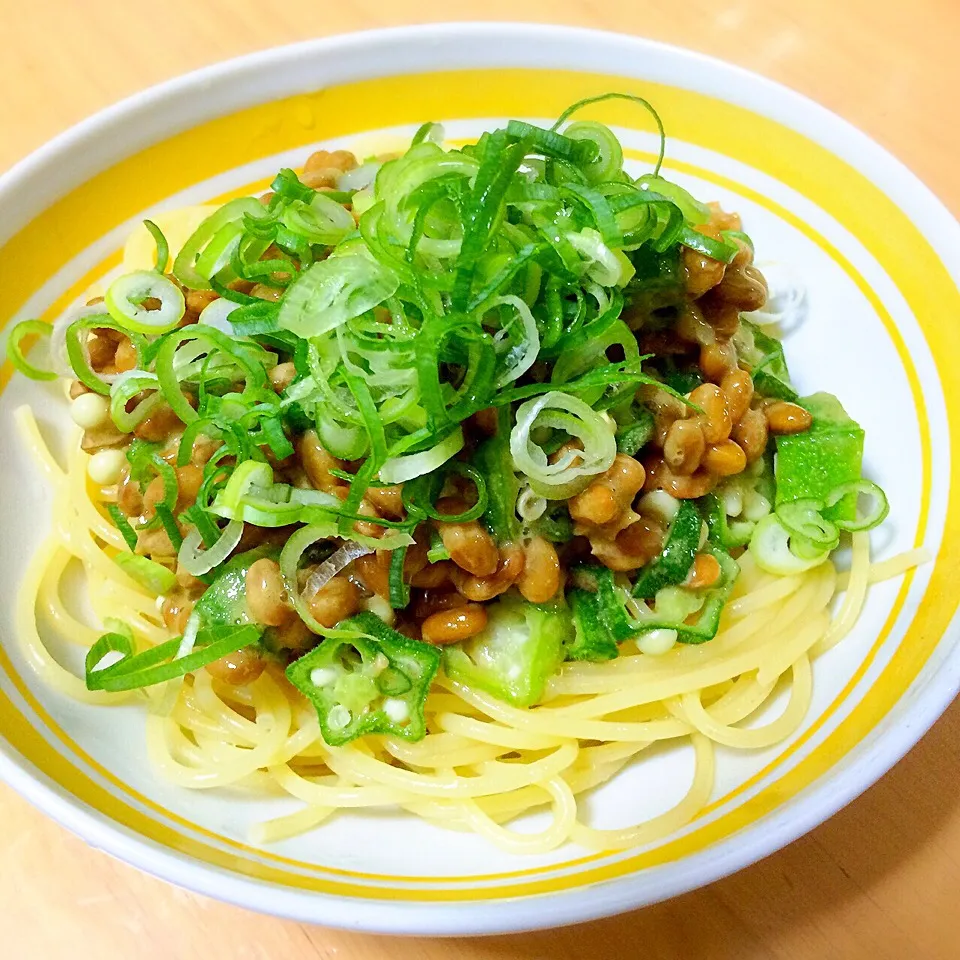 納豆とオクラの冷製パスタ|たまこっこさん