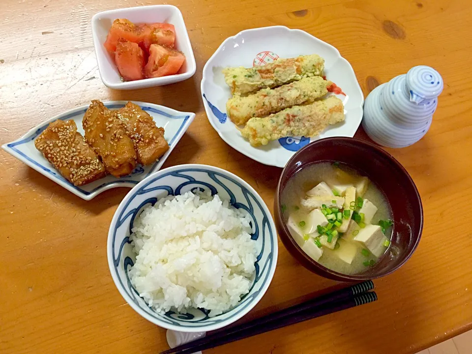 カボチャの肉巻とちくわの磯辺揚げ|ルドルフさん