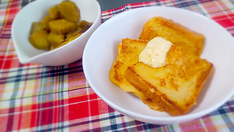 フレンチトースト&さつまいもの甘煮|お料理修行中さん