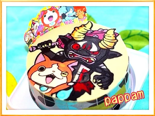 キャラチョコ:妖怪ウォッチ☆ジバニャン&黒鬼 キャラチョコケーキ🌸|ぱっぱむさん