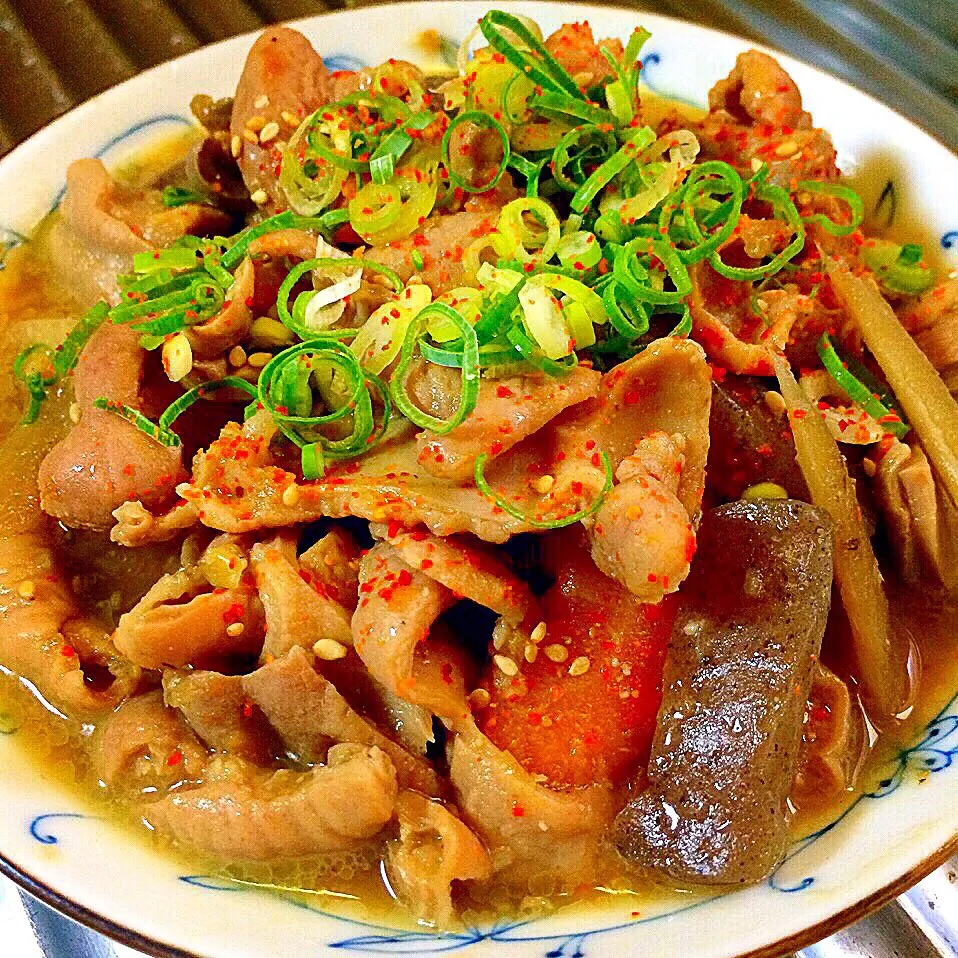 ガク☺︎魁！さんの料理 箸が止まらん！ホロやわ〜モツ煮 Motsu ni  Innards Stew Pork Miso soy sauce|ガク魁‼︎男飯さん