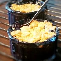 Blueberry chocolate crumble with dark ale and bourbon