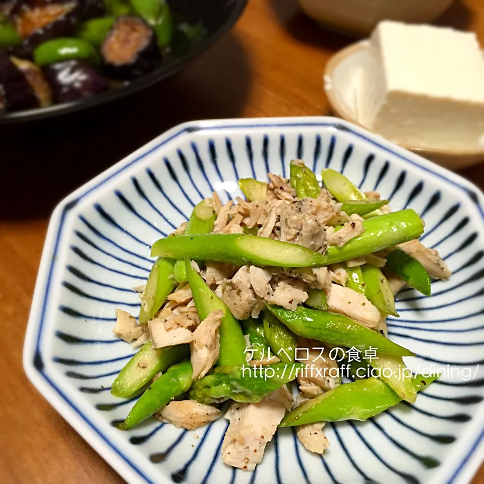 茹で鶏とアスパラの炒め物|門乃ケルコさん