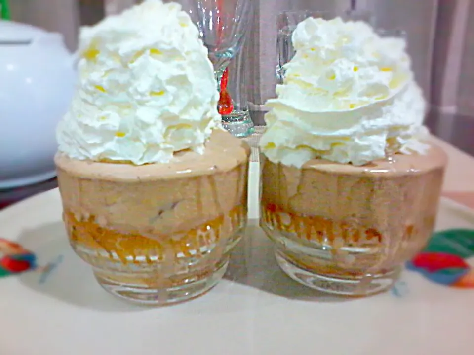 Snapdishの料理写真:Banana Cup Cakes topped with Mocha Almond Ice Cream whipped Cream ✔|🌼 Pooja's Kitchenette 🌼さん