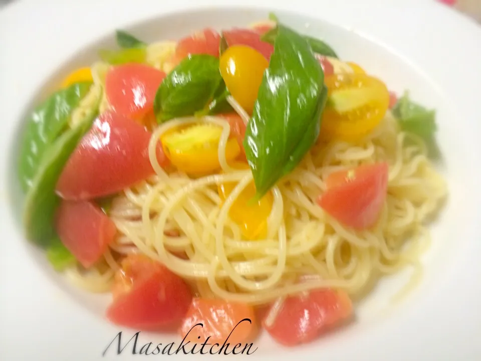 Snapdishの料理写真:Tomato&basils cold pasta|Masakiさん