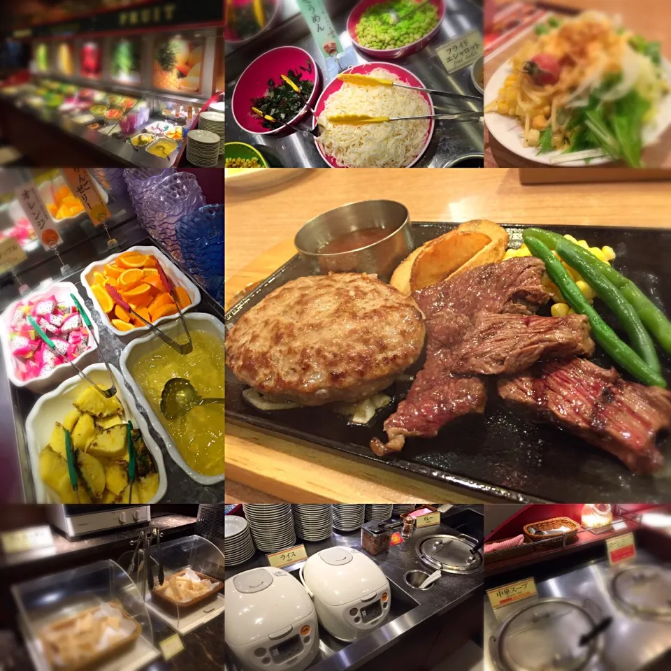 Snapdishの料理写真:ビッグボーイ加平店 ハンバーグ＆カットステーキ ビッグボーイバイキング付き|ddr3rdmixさん