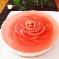 桃のお花のレアチーズケーキ (*^^*)