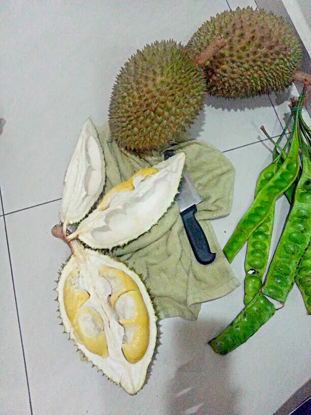 dish 1. this is durian >> pronounce du-ri-yan .. a tropical fruit.. it have strong smell as its taste.. 😊 people in malaysia used to make tempoyak using it..|Nursyazaさん