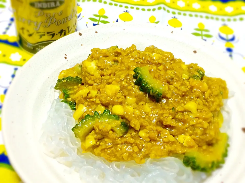 コンニャク春雨カレーあんかけゴーヤ入り😋✨|USO-8000さん