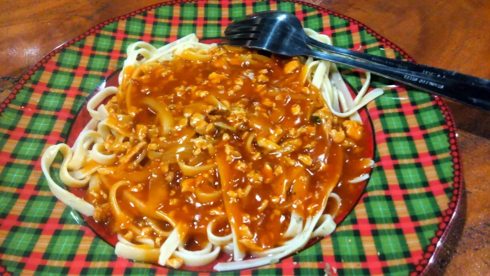 fettucini with teriyaki souce|natasha damaraさん