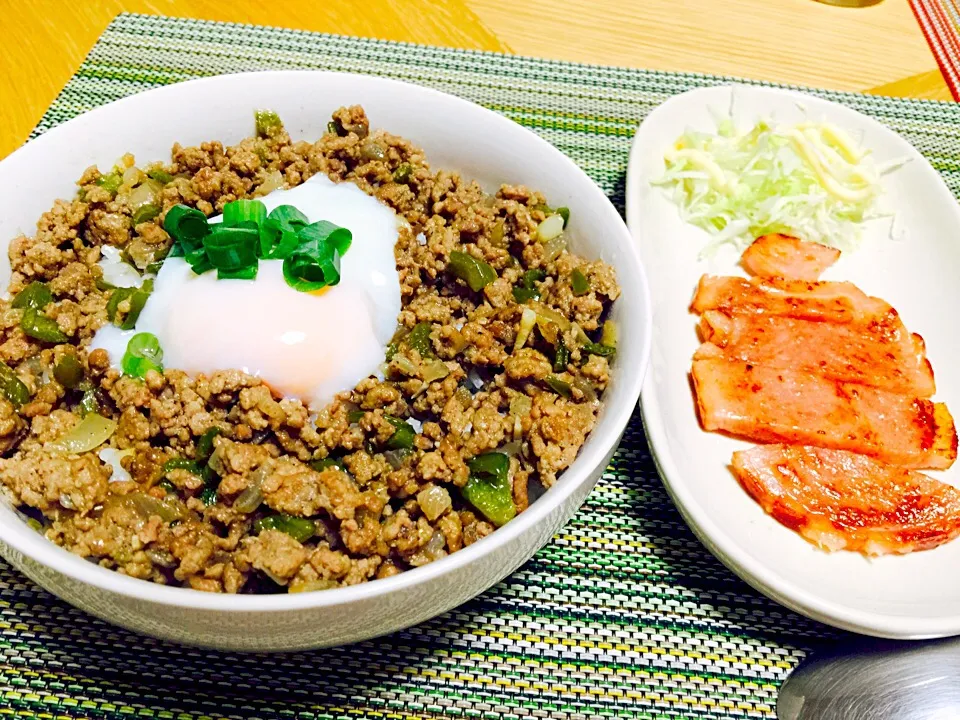 Snapdishの料理写真:合挽きミンチ丼|愛美さん