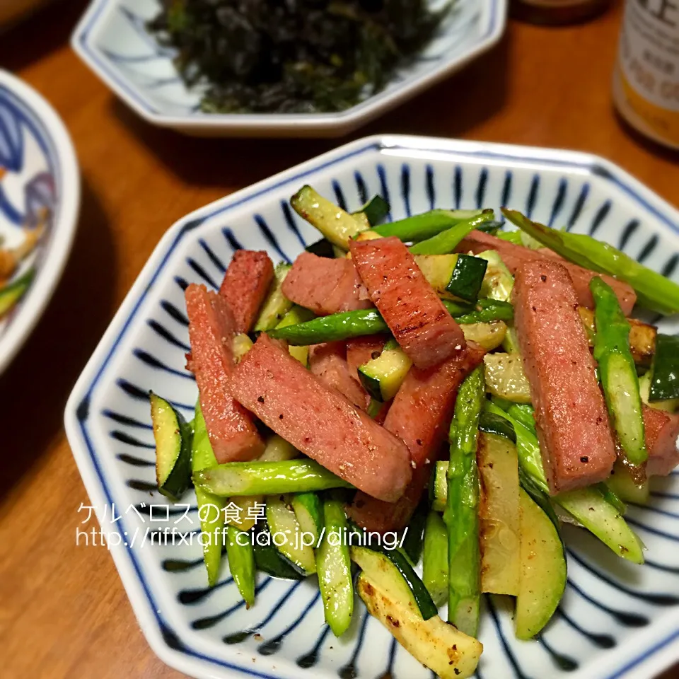 スパムハムと夏野菜の炒め物|門乃ケルコさん