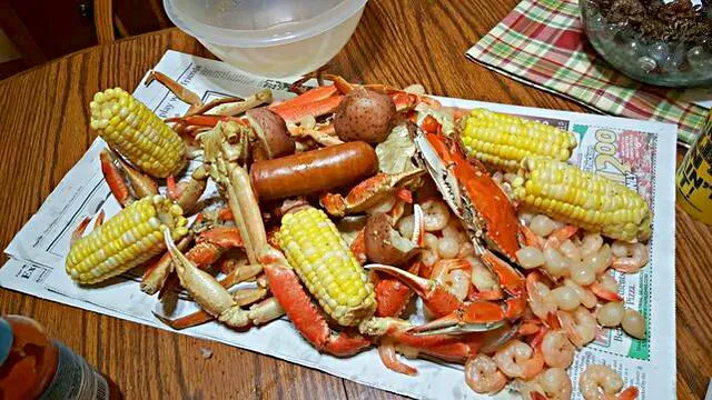 ⏳Unposted ⏳ Crab  Shrimp and Scallops  #Seafood Boil at Chronic Illness Support Meeting #Vegetable Corn 🌽Potatoes 😋 & Sausage #Pork 🌊 💟 🌊 Thanks Chef Bobby|Alisha GodsglamGirl Matthewsさん