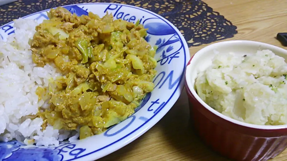 ツナキャベツカレーとポテトサラダ|さおりさん