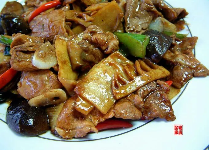 春笋炒肉片。。。saute pork with spring bamboo shoot|steven z.y.さん