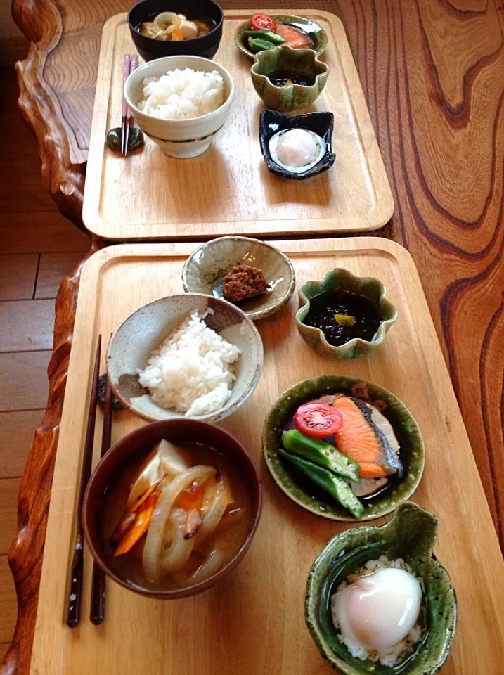 豚汁 鮭 温泉卵 もずく 肉味噌|izunさん