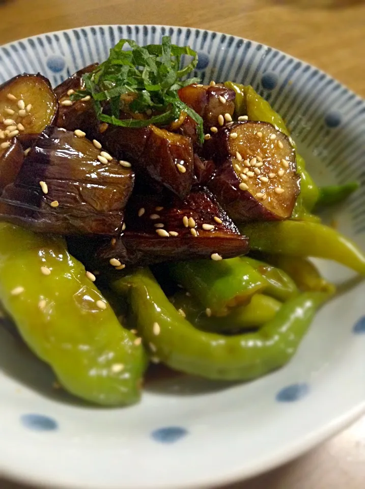 ししとうと茄子の揚げ浸し|くるみさん