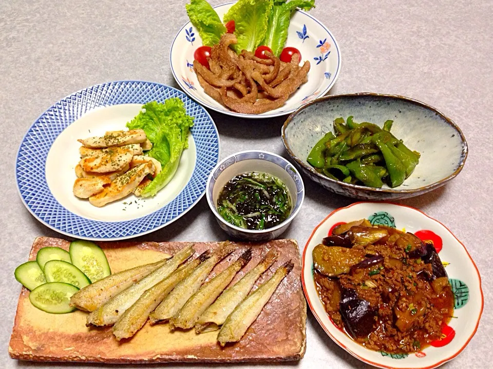 魚やお肉を焼いた晩ご飯|Orie Uekiさん