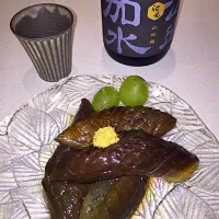 咲きちゃんさんの料理 鰹薫る冷やし茄子🍆と池亀酒造の大吟醸山田錦