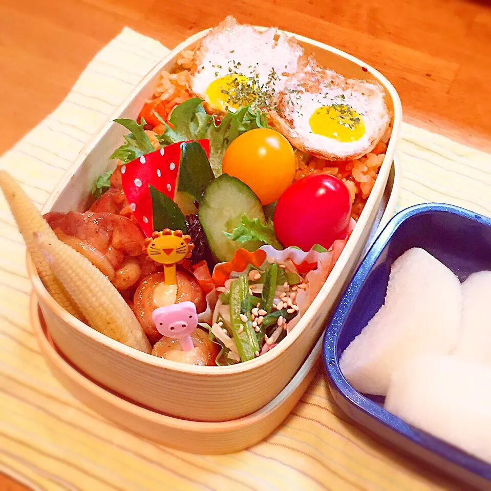 高校１年長男のお弁当☆チキンライス弁当|のりころさん