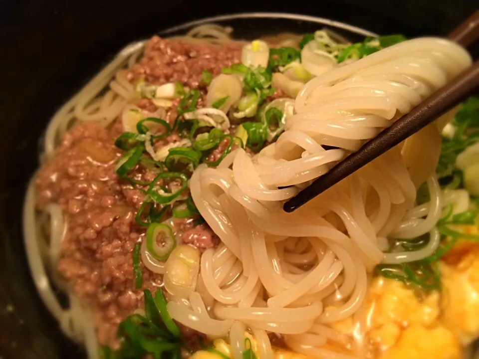 Snapdishの料理写真:牛そぼろと炒卵の二色そうめん4|半田手延べそうめんの店 阿波や壱兆さん