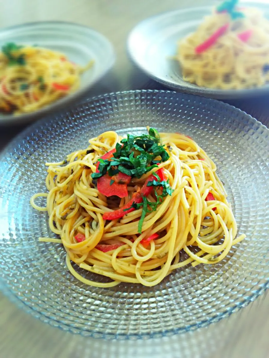 夏休みのお昼ごはん*
　桜央里さんのお料理♡
　　～雲丹海苔でパスタ～|ことり*さん