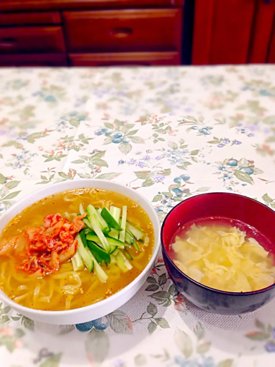 冷麺風、卵スープ|ゆずっこさん