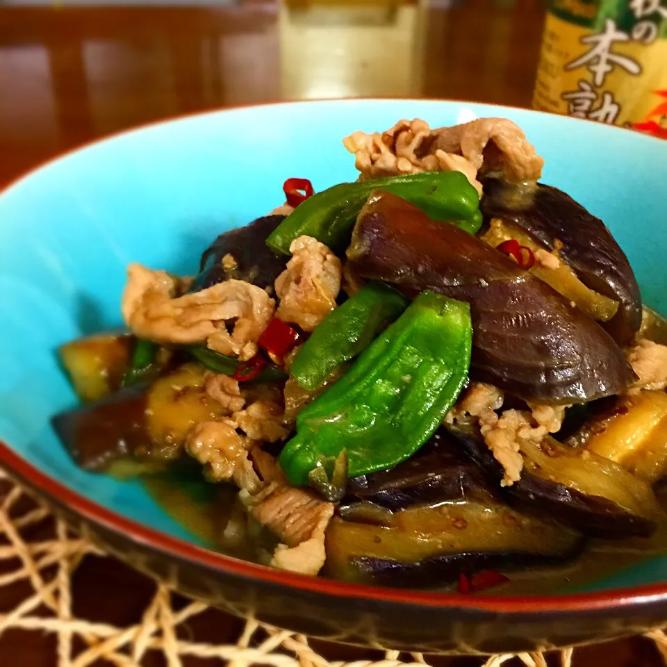 茄子と獅子唐 万願寺とうがらし 豚肉の味噌煮|🌀さん