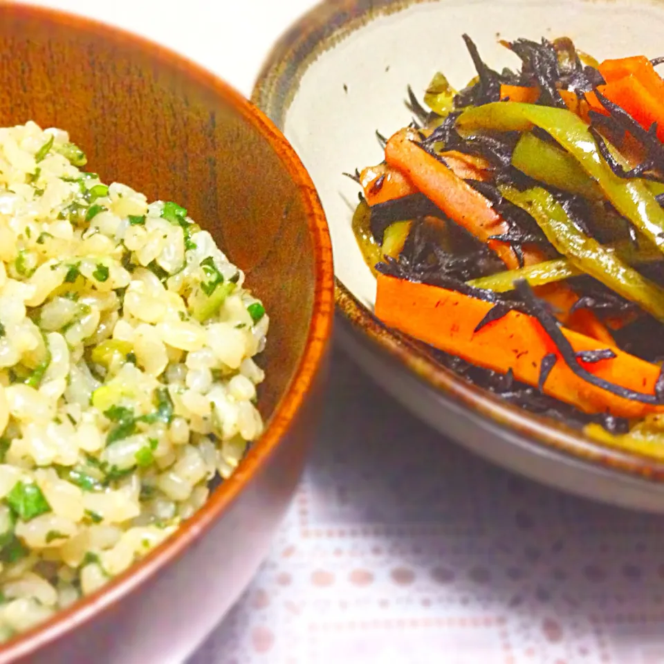 モロヘイヤネギ味噌の混ぜご飯とひじき煮|とてぃ・るぅさん