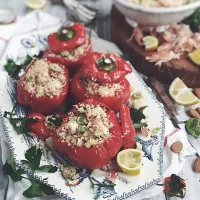 Stuffed peppers with shrimps and couscous