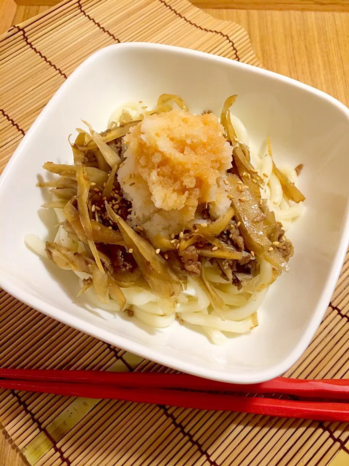 鬼おろし肉ごぼう風うどん|ひよこの母ちゃんさん