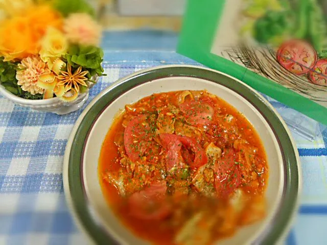 キャベツとトマトのカレーそぼろ煮|よっしー(=^ェ^=)さん