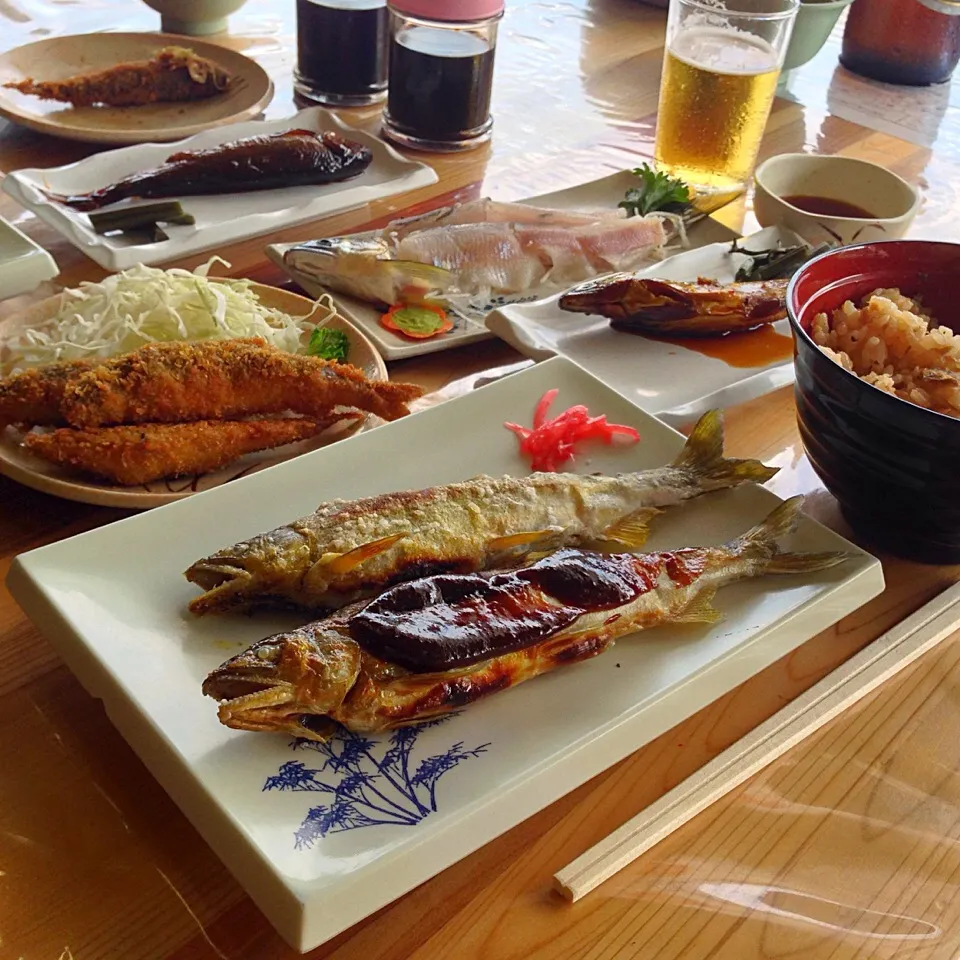 Snapdishの料理写真:鮎料理@広瀬やな 矢作川 愛知県豊田市|うるるとらさん