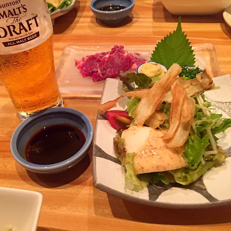 久しぶりの飲み‼️
馬刺しとビール（≧∇≦）|Yukako Nishimuraさん