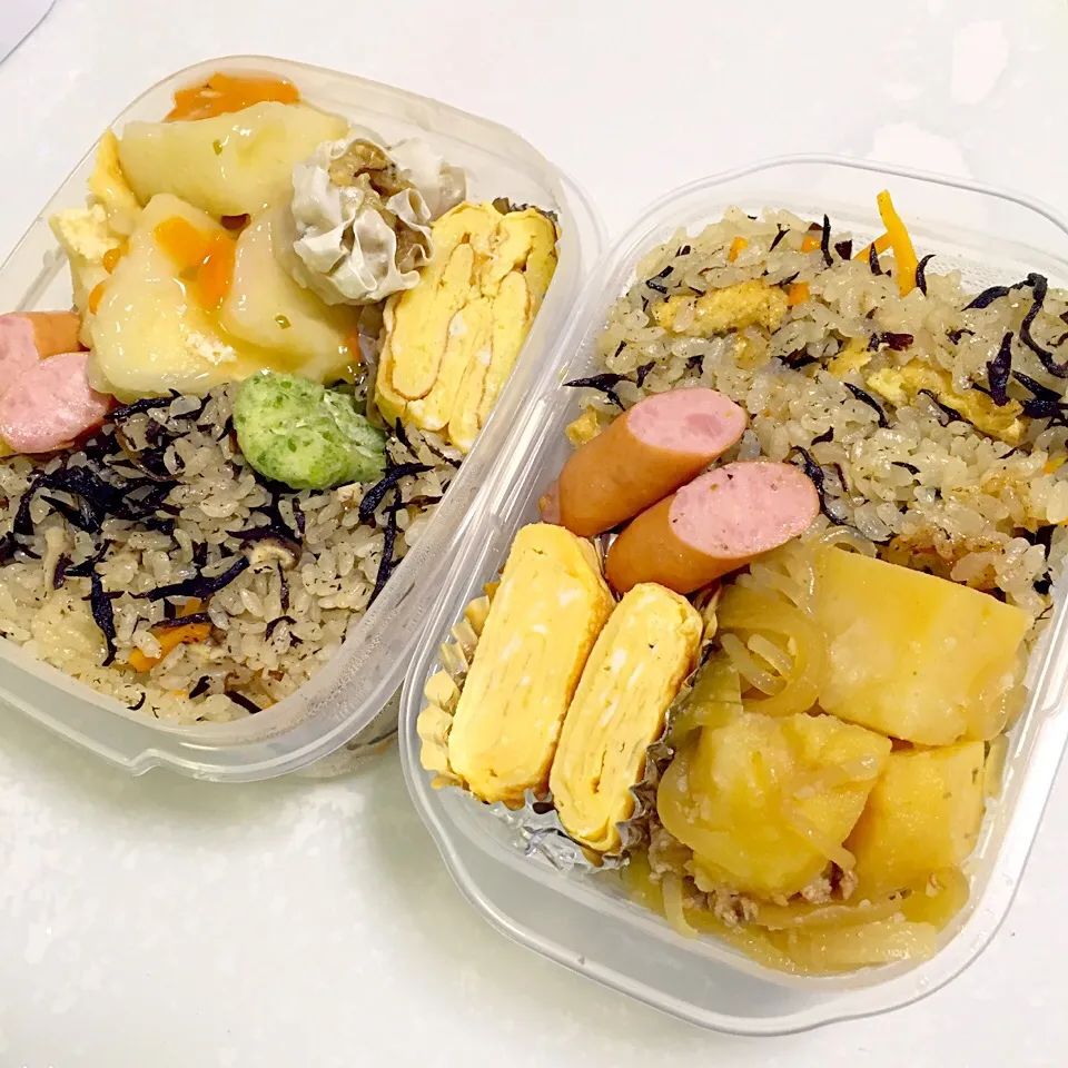 パパお弁当🍱！ひじきの炊き込みごはん♡肉じゃが♡他！|湊叶ママさん