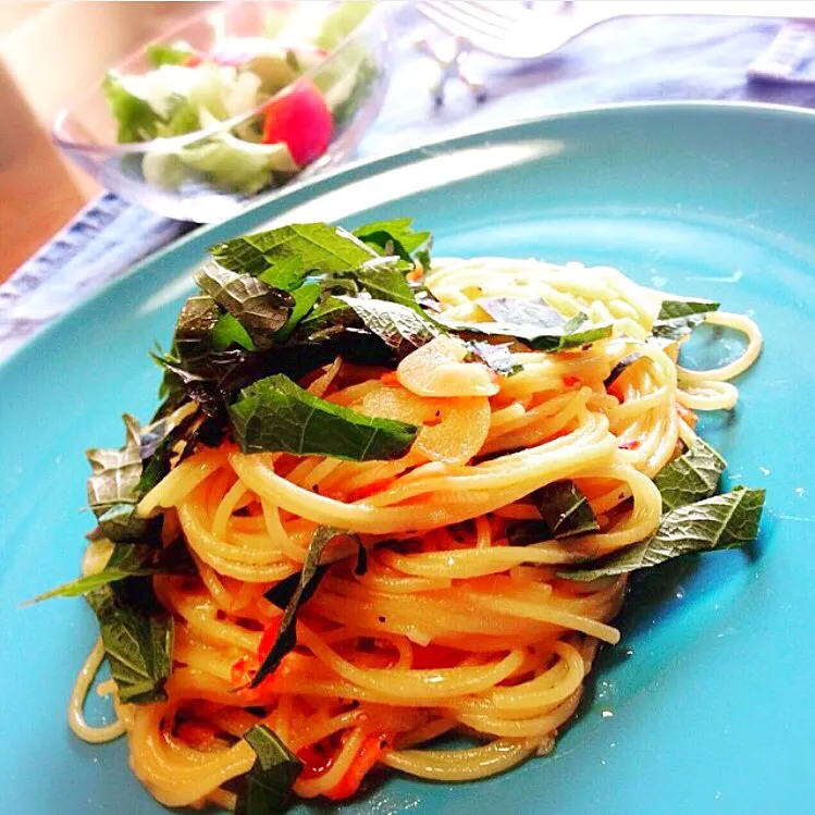 桜海老と大葉のペペロンチーノ|なみへそさん