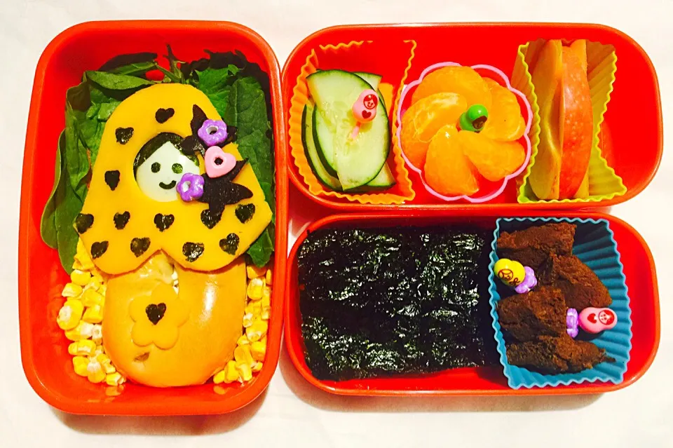 Snapdishの料理写真:Matryoshka Doll Bento + Two Snacks|Cheryl Melnickさん