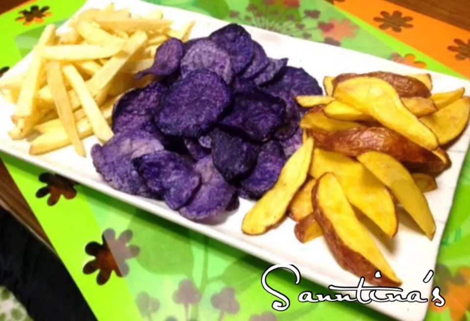 ✨Colorful fries ,3kinds of potatoes ✨アッチさんの料理 カラフルポテトチップス...✨チップス、フレンチフライ&皮付きポテトバージョン😋✨アッチさんthanks!💕✨|🌺Sanntina🌺さん